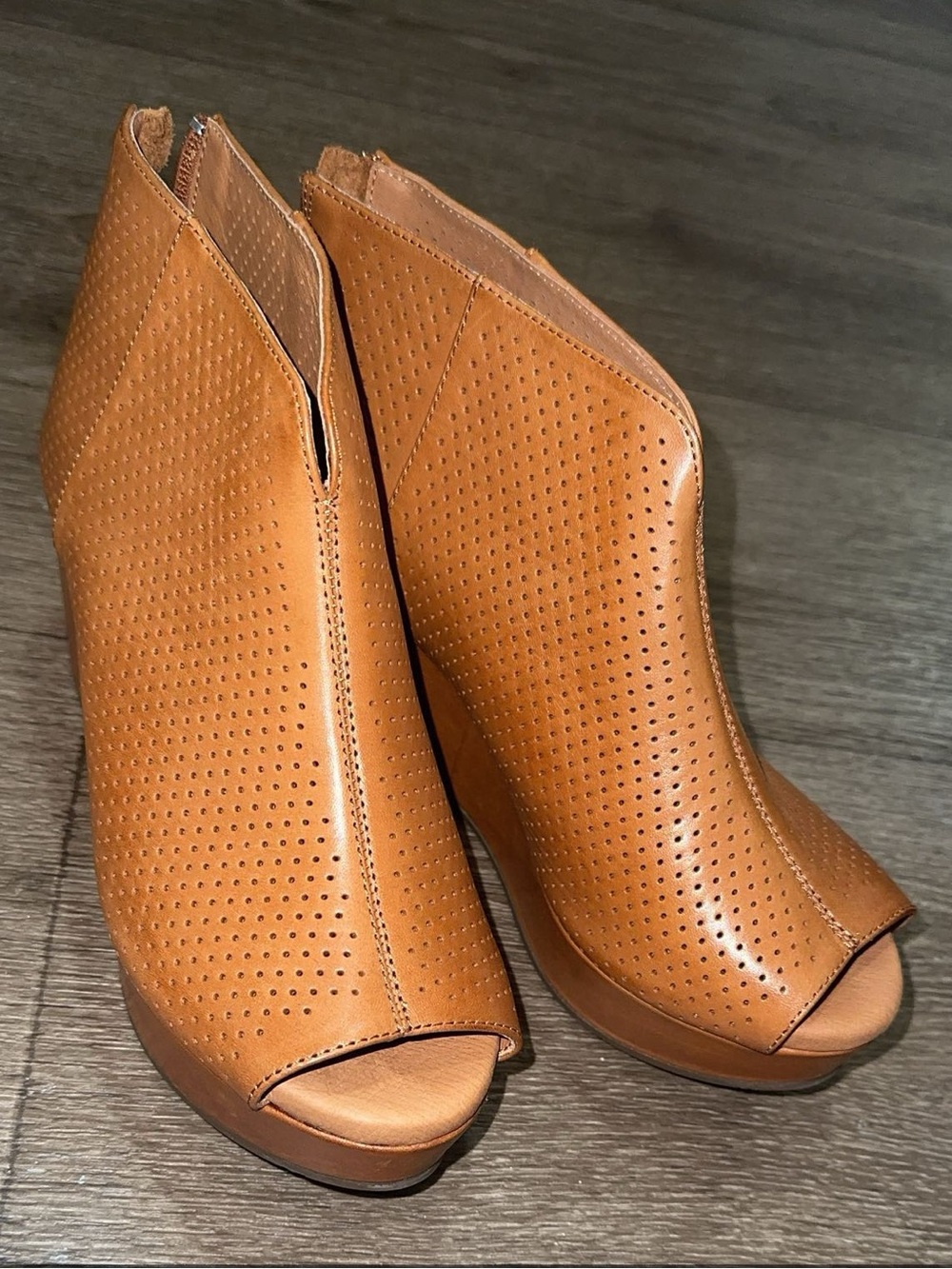 Chocolat Blu Peep-Toe Wedge Booties